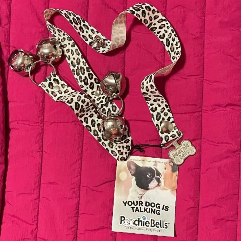 NWT LEOPARD PRINT POOCHIE BELLS ~ DOGGIE POTTIE DOORBELL TRAINING FOR PUPS DOGS